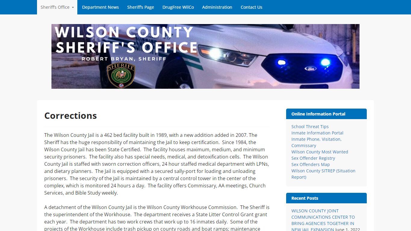 Corrections – Wilson County Sheriff's Office